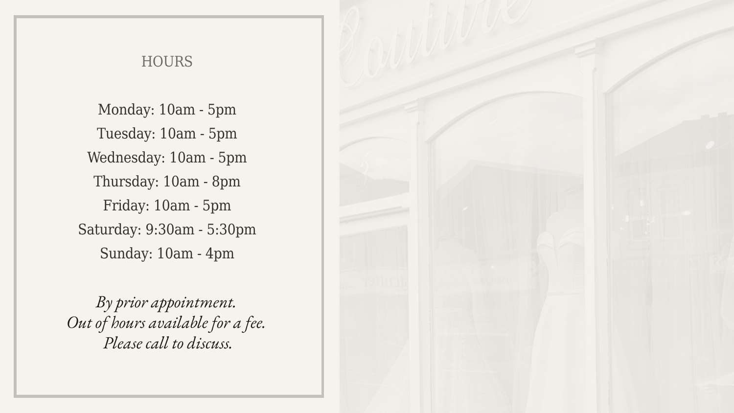 New Opening Hours